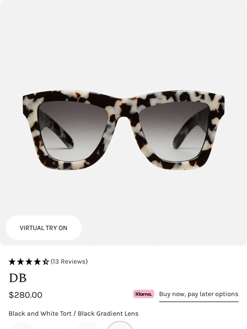 Valley Eyewear Black and White Tort Frame Sunglasses